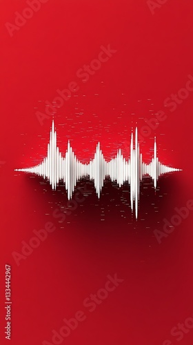 White Radio Frequency Waves on Red Background, Abstract Image, Texture, Pattern Background, Wallpaper, Cover and Screen of Smartphone, PC, Laptop, 9:16 and 16:9 Format