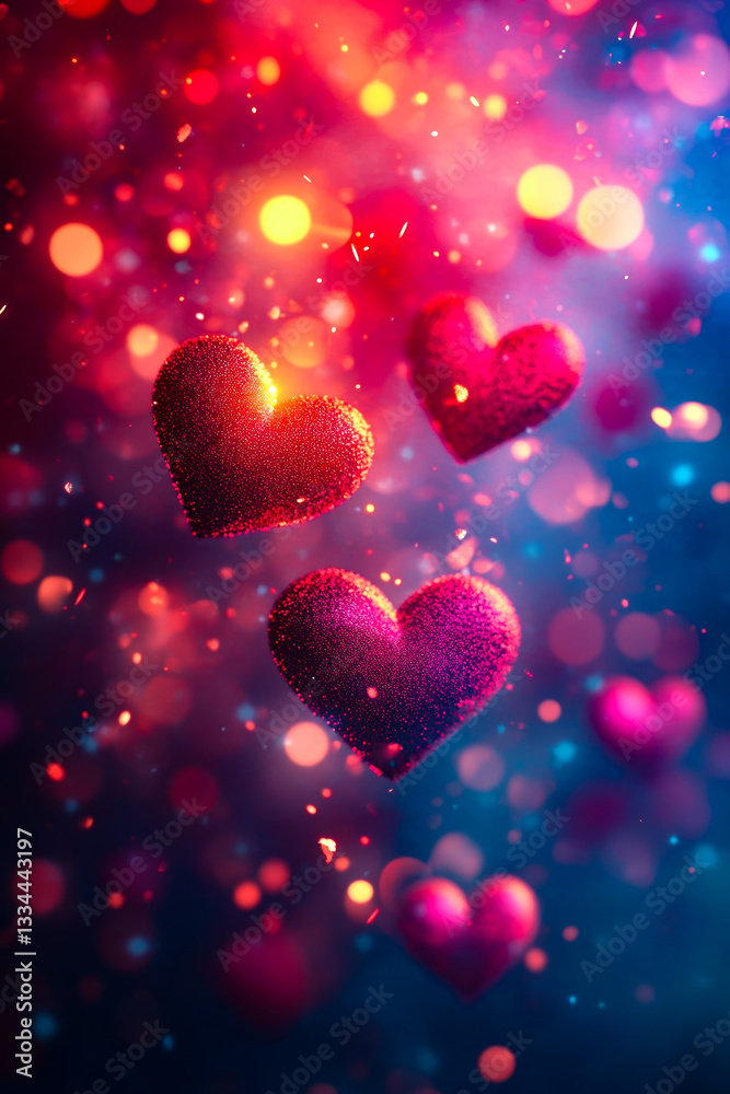 A bunch of red hearts floating in the air A bunch of red hearts floating in the air