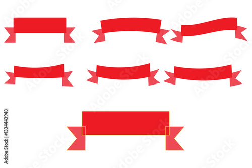 Red ribbon vector set