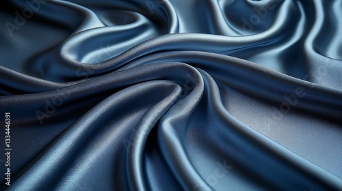 Blue Fabric With Smooth Silk Folds Creates Elegant Appearance