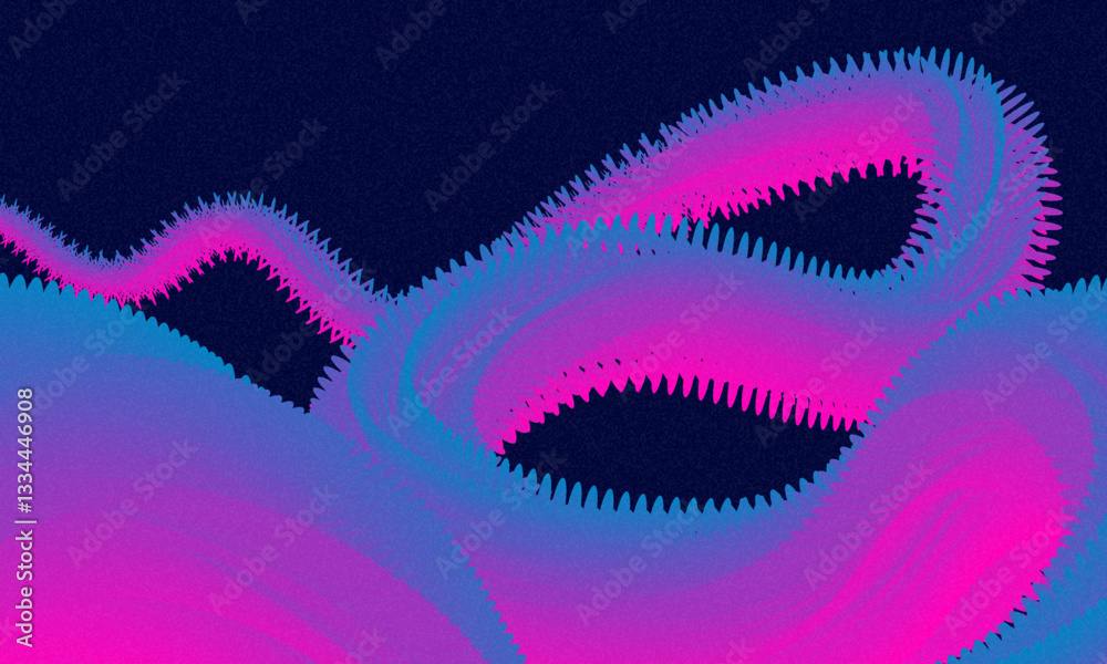 Abstract blue and pink swirl wave background. Flow liquid lines design elemen. Abstract alien fluffy shape, abstract wavy figure for modern background. Unusual neon design element for decoration