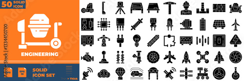 Engineering Solid Editable Icons set