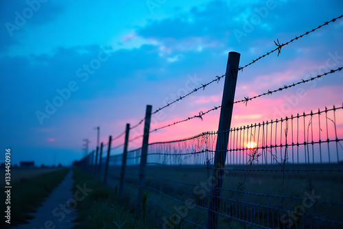 A fence with barbed wire on top of it