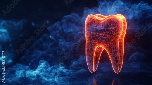A tooth with internal visible structure. Medical reference, science background concept