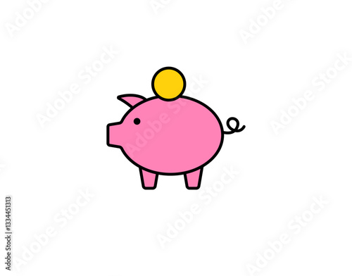 A cute pink piggy bank with a coin slot. ideal for saving money and teaching financial habits.