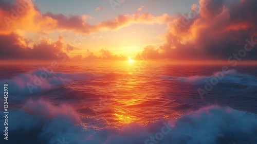 Sunset glow on crystal clear sea high resolution hd background