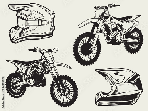 Dirt bike extreme sport, design elements for logo template, motocross logo, isolated on white background