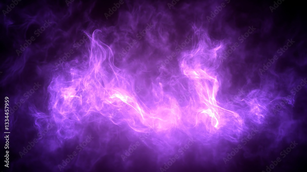 Fototapeta premium Purple smoke swirls on black background.