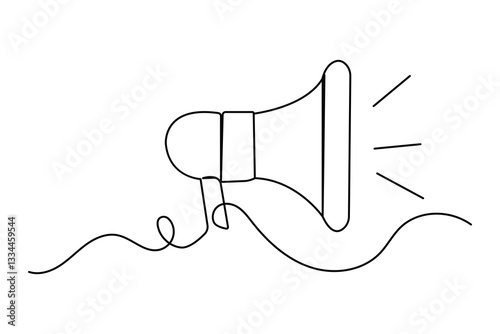 Megaphone loudspeaker icon continuous single line drawing of Minimalist style vector illustration on white background