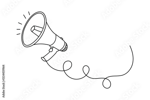 Megaphone loudspeaker icon continuous single line drawing of Minimalist style vector illustration on white background
