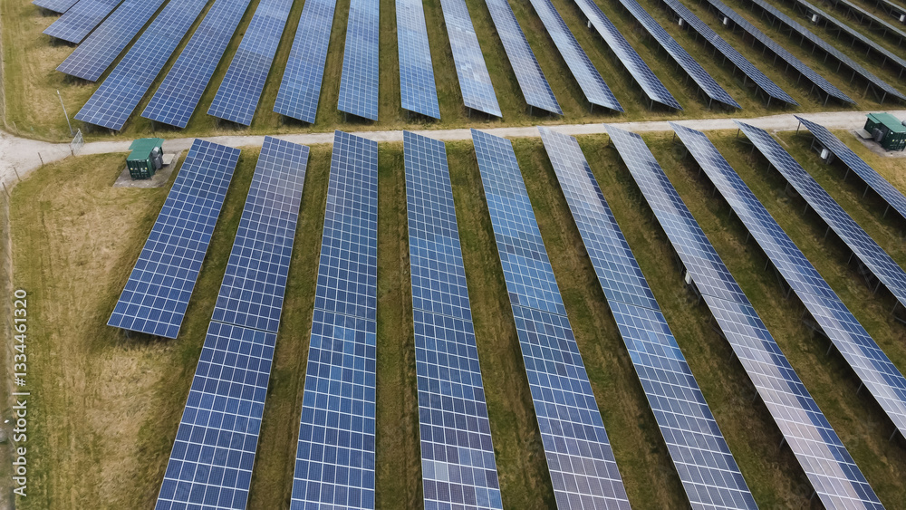 Aerial view of solar panels Aerial view of solar panels