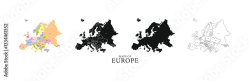 Europe map with countries outline for presentations, posters, infographics. Europe map infographic. Slide presentation. Global business marketing concept. Color country.