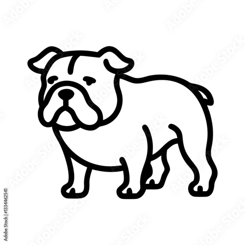 a simple black and white vector icon illustration of an English bulldog