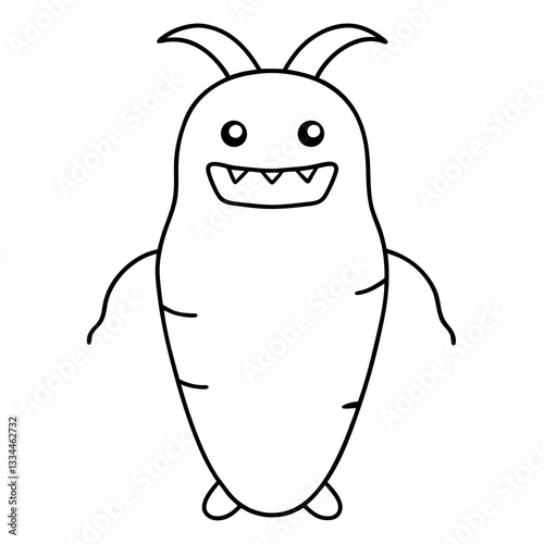 a friendly cartoon monster with a funny face, arms and pointy ears vector illustration