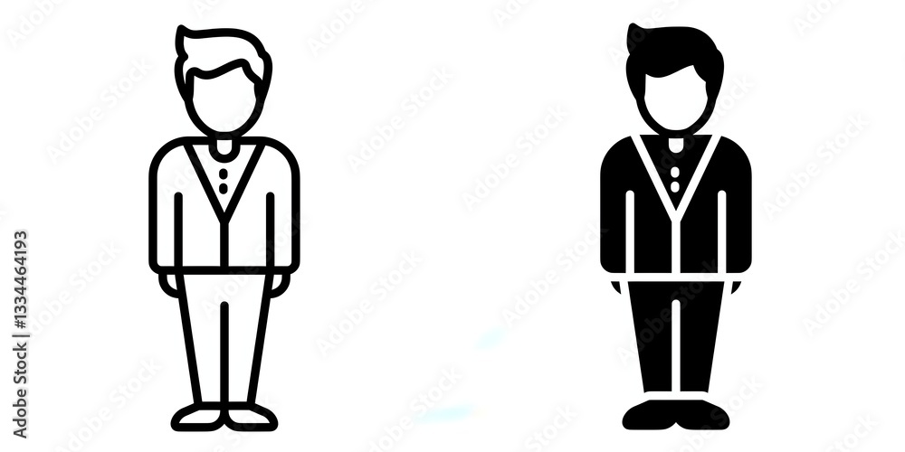 Groom editable stroke outline icon isolated on white background flat vector illustration, black outline, Pixel perfect
