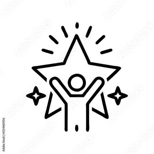 Achievement and success icon with a person and star