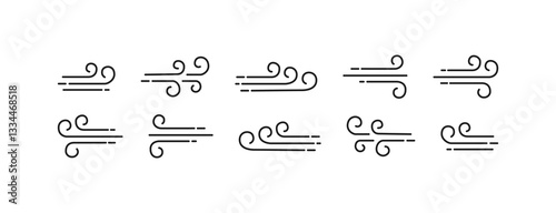 Set line icons of wind