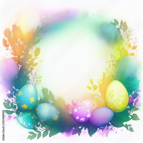 abstract border frame of colorful easter holiday concept background with copy space