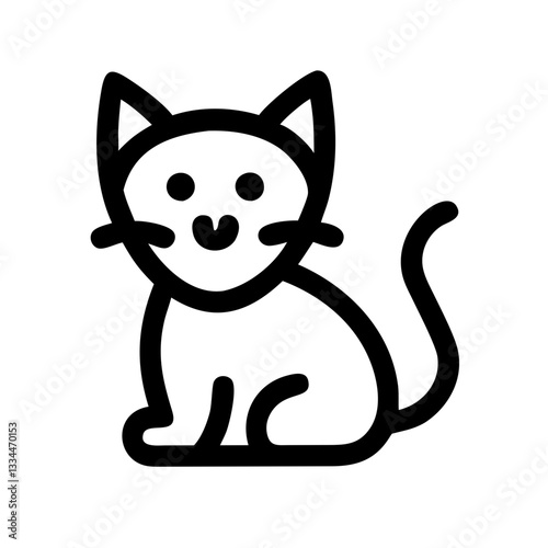 Black cat silhouette on white background for pets and companion animals concept