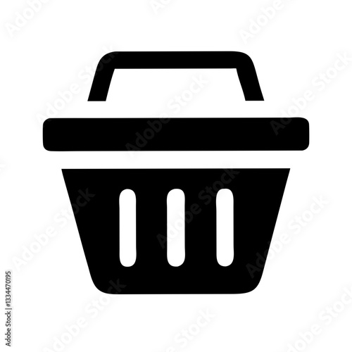 Black shopping basket silhouette on white background for retail and shopping concept