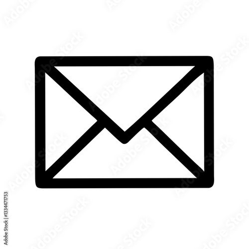Black envelope silhouette on white background for communication concept