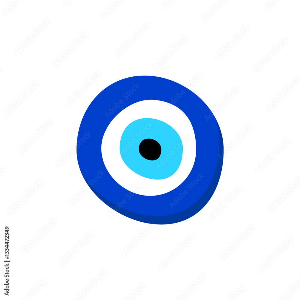 Blue evil eye symbol with three concentric circles. known for good luck and protection. Blue evil eye symbol with three concentric circles. known for good luck and protection.