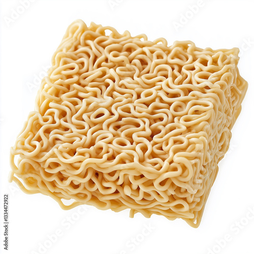 uncooked instant noodles, Isolated on white Background.
