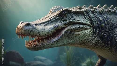 Smiling Crocodile Underwater