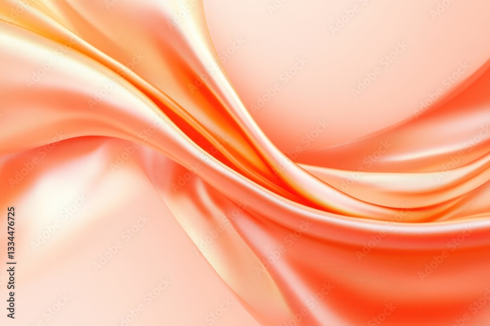 Obraz premium A smooth, flowing fabric in soft orange tones, showcasing gentle curves and highlights that create an elegant and serene visual effect.