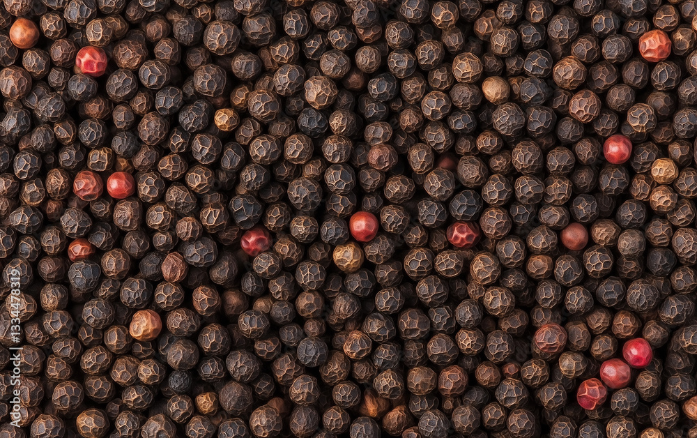 dried aromatic black peppercorns background top view dried aromatic black peppercorns background top view