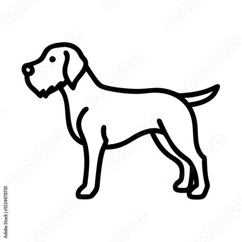 line art style of a dog. The image has a minimalist design with a black outline on a clean background vector illustration