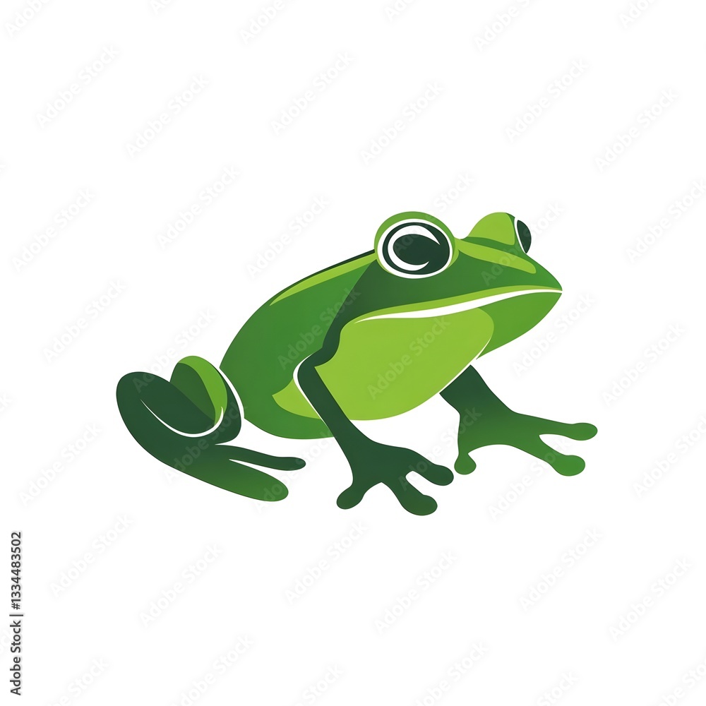 Obraz premium Isolated Cartoon Green Frog pet nature amphibian icon symbol animals white background 