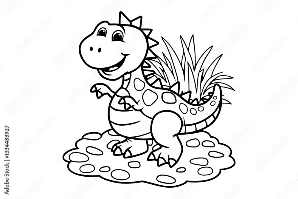Fototapeta premium Funny alligator hand drawn for kids' page Cute Cartoon Icon Illustration. Animal Hero Icon Concept Isolated. Flat Cartoon Style