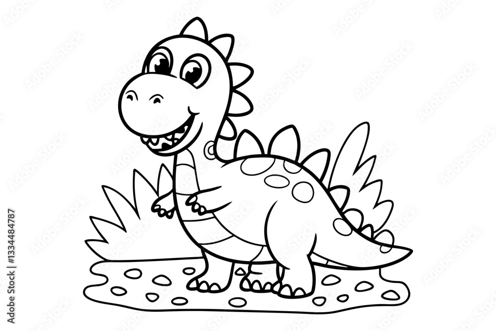 Fototapeta premium Funny alligator hand drawn for kids' page Cute Cartoon Icon Illustration. Animal Hero Icon Concept Isolated. Flat Cartoon Style