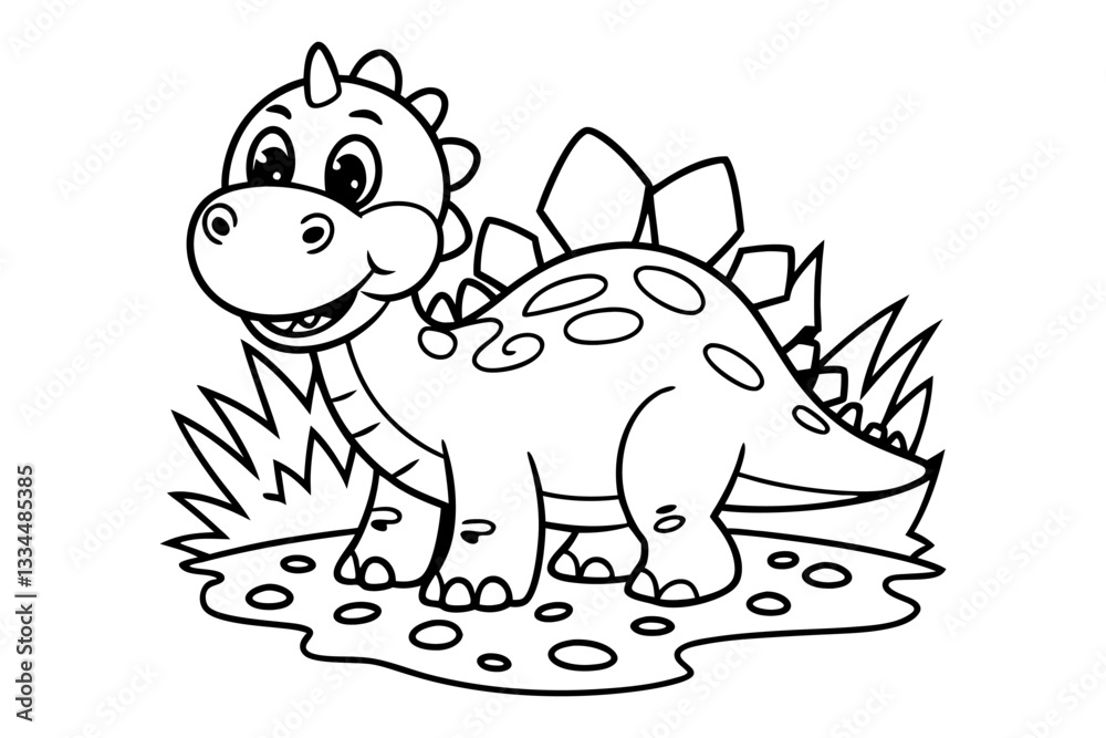 Fototapeta premium Funny alligator hand drawn for kids' page Cute Cartoon Icon Illustration. Animal Hero Icon Concept Isolated. Flat Cartoon Style