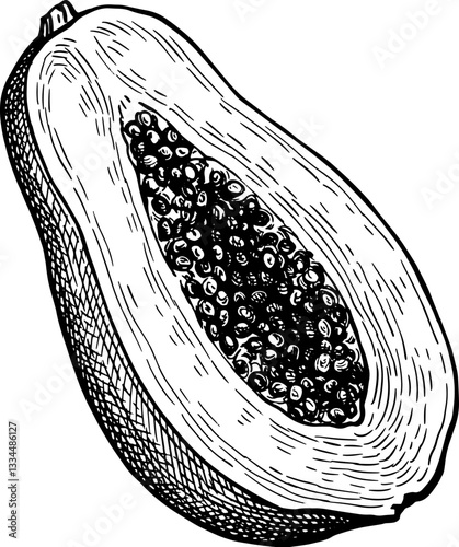 Papaya ink sketch.