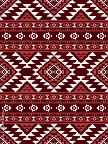 Aztec Native American Navajo tribal ethnic Southwest Mexican boho indian geometric texture ornament seamless pattern fabric colorful design vector for textile printing blanket rug carpet fashion