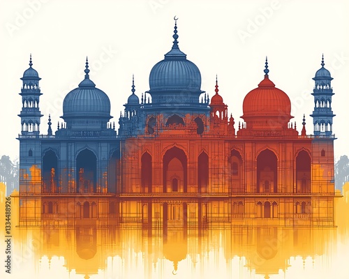 An Illustration Depicting a Colorful Historic Architectural Structure