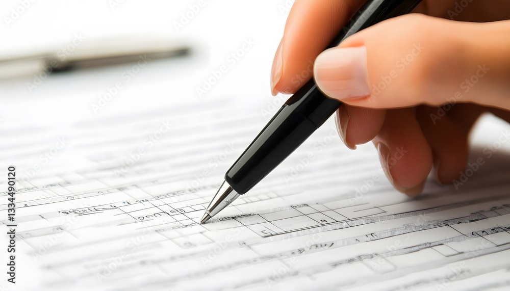 A close-up image of a hand holding a pen, filling out a form. The background features blurred text and lines, emphasizing professionalism and attention to detail in documentation. A close-up image of a hand holding a pen, filling out a form. The background features blurred text and lines, emphasizing professionalism and attention to detail in documentation.