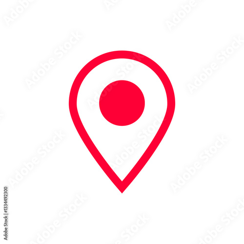 Simple red location pin icon for marking a specific place or destination on digital maps.