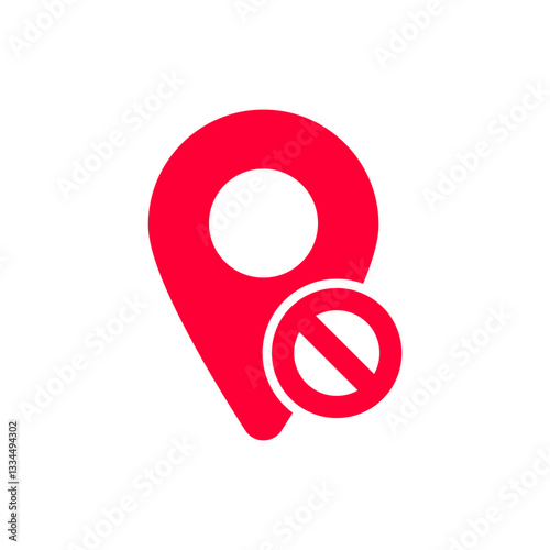 A red location pin marked with a no entry symbol, indicating restricted access or private area.