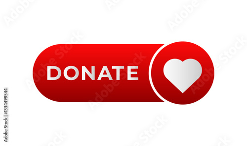Red donation button with a heart symbol, inviting online users to contribute to charity causes.