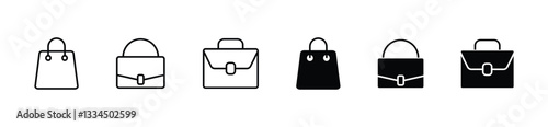 Shopping bag icon in thin line and flat style on white background. Online shop, E-commerce, paper bag symbol for apps and websites. Vector illustration