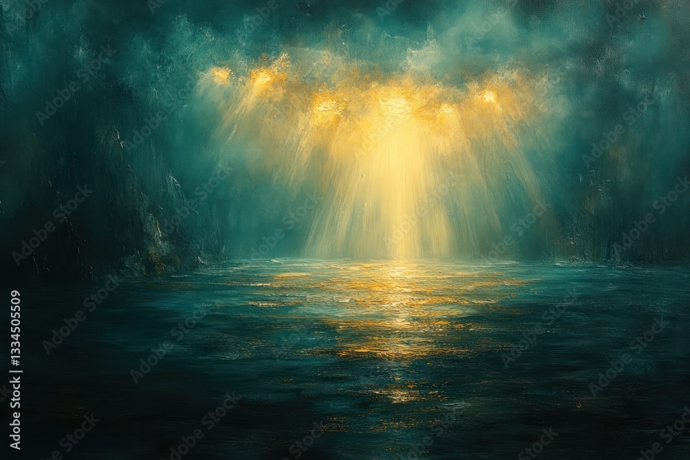 Golden Light Rays and Bokeh Effect on Dark Abstract Background with Defocused Sunlight and Glowing Overlays Golden Light Rays and Bokeh Effect on Dark Abstract Background with Defocused Sunlight and Glowing Overlays