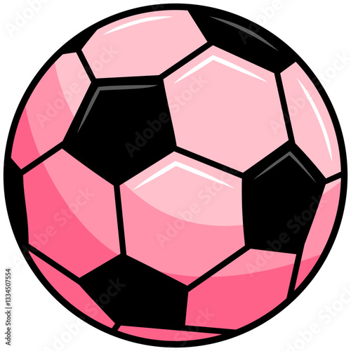 Pink Soccer Ball Football Doodle Drawing Illustration Vector Art