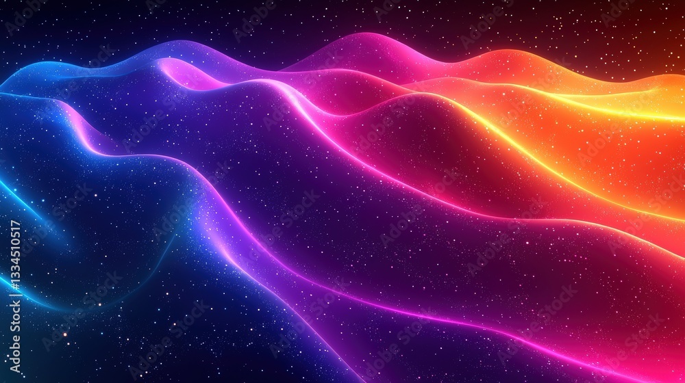 Colorful Abstract Waves with Stars in a Cosmic Space Background Colorful Abstract Waves with Stars in a Cosmic Space Background