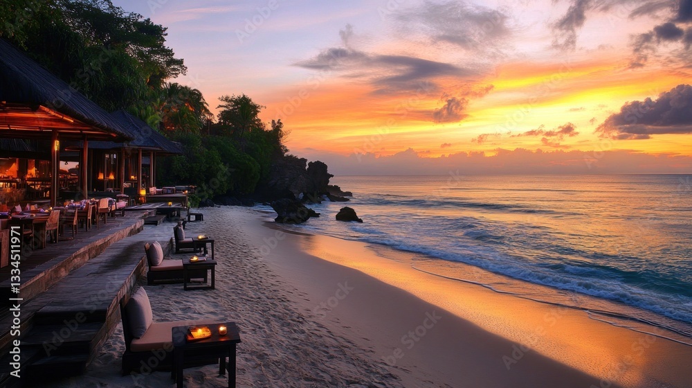 custom made wallpaper toronto digitalTropical beach restaurant sunset ocean view