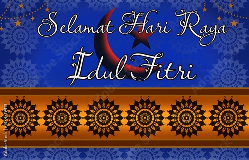 Eid mubarak greetings with element islamic 