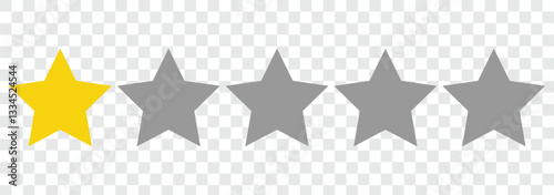 1 star rating icon. Rating stars vector icon. One stars customer product rating review flat icon. Yellow 1 star rating feedback for website, app, ui design. Vector illustration.