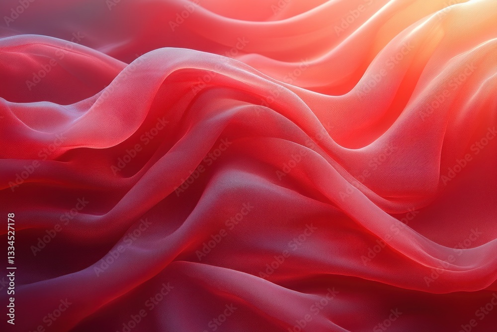 Obraz premium Red Abstract Background Smooth Satin Luxury Fabric Wavy Fluid Design